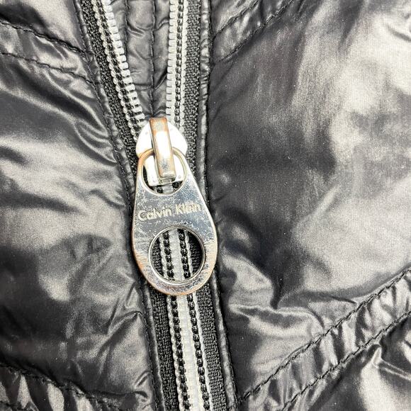 Calvin Klein Womens M Packable Down Quilted Puffer‎ Jacket Full Zip Black Travel - Picture 8 of 12
